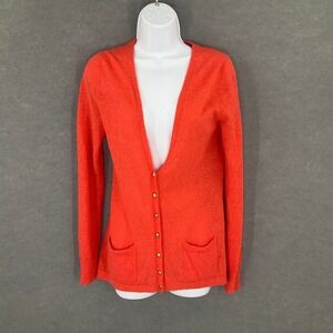 Banana Republic Cardigan Made Italian Yarn Coral Alpaca Wool Blend‎ Womens Sz M